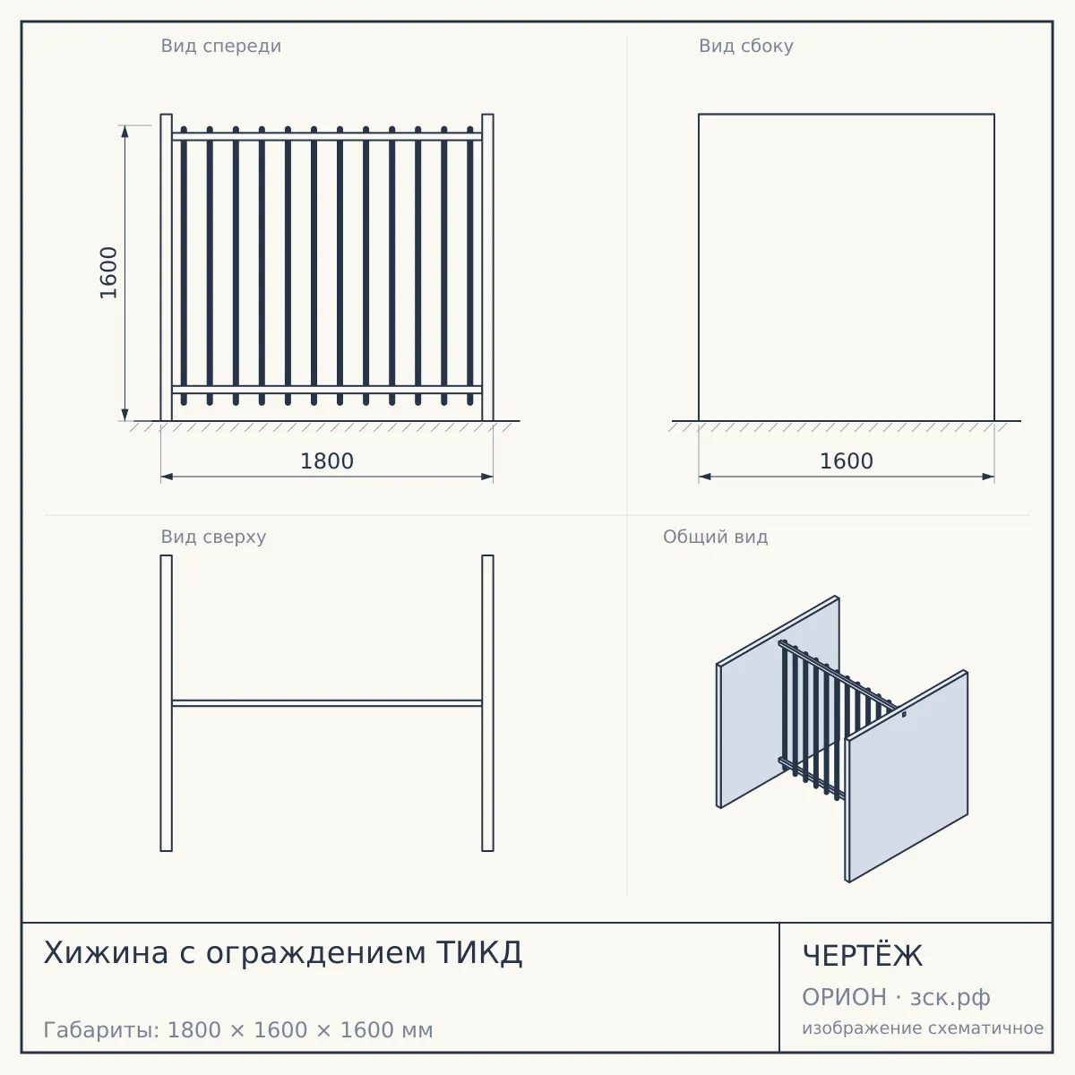 Хижина с ограждением ТИКД — чертёж